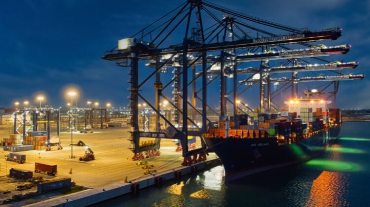 aerial view of Lekki Port at the night